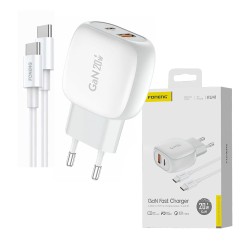 Foneng Charger EU41 Dual Ports (USB A+Type C) PD+QC 20W with Type C to Type C Cable White Foneng Charger EU41 Dual Ports (USB A+Type C) PD+QC 20W with Type C to Type C Cable White